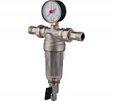 TIEMME 1/2 Фильтр с манометром со сгонами, с прозрачной пластиковой колбой, промывной