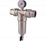 TIEMME 1 1/4 Фильтр с манометром со сгонами, с латунной колбой, промывной