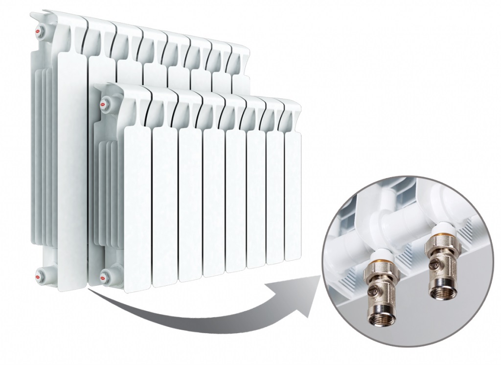 Радиатор монолитный биметаллический Rifar Monolit Ventil MVL 500 x 10 нижнее левое подключение