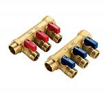 TIEMME  1х1/2 Коллектор распределительный с шаровыми кранами на 2 выхода