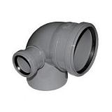 Отвод полипропилен ПП 110х90˚ с выходом 50 левый