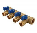 TIEMME  3/4х1/2 Коллектор распределительный с шаровыми кранами на 4 выхода