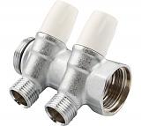 TIEMME  Коллектор с регулировочными вентилями 1"х1/2 на 2 выхода (хром.)