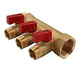 TIEMME  1х1/2 Коллектор распределительный с шаровыми кранами на 3 выхода